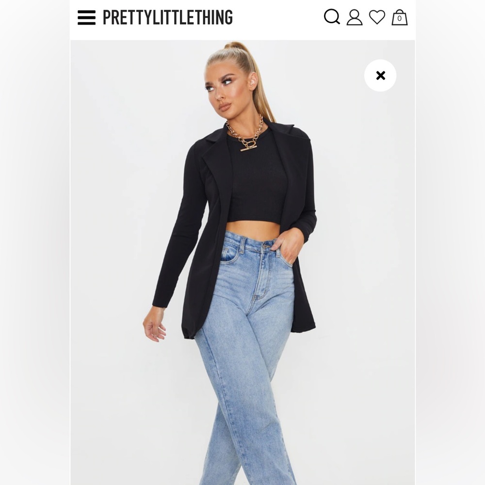 Pretty Little Thing black longline blazer